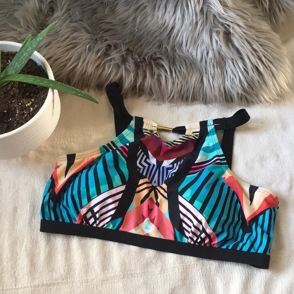 Ashley Stewart Tribal Print Halter Swim Top - Picture 3 of 8